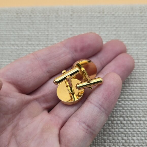 Gold And Red Floral Tie Clip And Cuff Links Set B791 - Picture 4 of 7